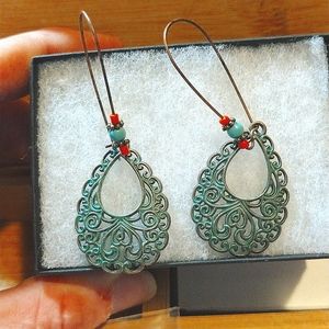 Green and orange earrings